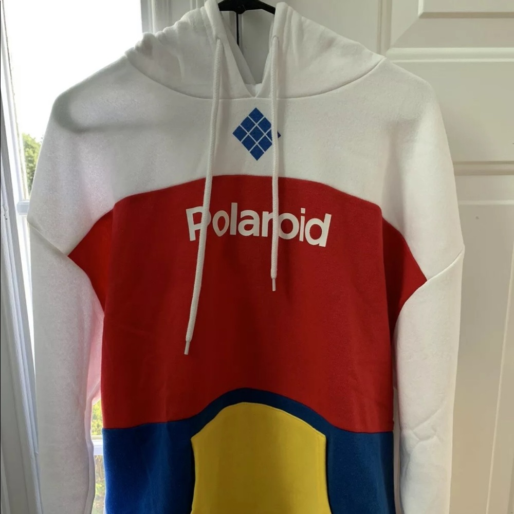 Polaroid Hoodie M White Blue Yellow Red Brand New